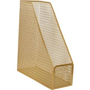 Martha Stewart Ryder Gold Mesh Metal Single Slot Magazine File Holder, Desktop Organizer, 9.75 x 3.75 x 11.5