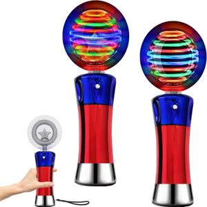 The Dreidel Company Light Up Magic Ball Toy Wand for Kids, (2-Pack) Flashing LED Wand for Boys and Girls, Thrilling Spinning Light Show, Batteries Included, Fun Birthday Party Favor