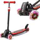 Toddler Scooter, 3 Wheels for Kids 2-7 Year Old LED Lighted, Folding Lean-to-Steer Kids Scooter with 3 Adjustable Handlebar for Boys Girls