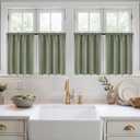 MIULEE 4 Panel Sets Short Curtains 54 Inch Length for Small Windows, Blackout Top and Bottom Rod Pocket Mini Curtains for Bedroom Bathroom Basement Kitchen Privacy Black Out Curtain, Sage Green