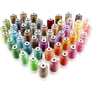 New brothread 50 Colors Variegated Polyester Embroidery Machine Thread Kit 500M (550Y) Compatible with Brother Janome Babylock Singer Pfaff Bernina Husqvaran Embroidery and Sewing Machines
