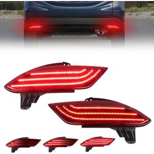 Rear Bumper Reflector Compatible with Hon-da HR-V 2016-2022, [3 in 1 Design] with Brake Light, Running Light & Sequential Turn Signal Light, Red LED Rear Reflector, Red Lens