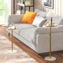 Height Adjustable Small Drink Table for Small Spaces,Martini Table, Weighted Base Pedestal Table for Living Room, Bedroom, Bathroom,Gold