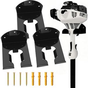 Garage Organizer Wall Hanger - Heavy Duty Garage Storage Trimmer Rack, Garden Power Tool Holder for Weed Whackers, Grass Trimmer, Hedge Trimmer, Grass Trimmer, Garage Tools, 3 Pack(Black)