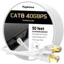 Cat 8 Ethernet Cable 50 ft, 15ft 20ft 25ft 30ft 40ft 60ft 75ft 100ft High-Speed Internet Cable Network Cord with Gold Plated RJ45 Connector 40Gbps 2000Mhz LAN Cable Shielded Outdoor Indoor