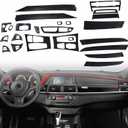 GXARTS Black 3D Carbon Fiber Car Interior Decor Kits Trim Sticker Compatible with BMW X5 E70 X6 E71 2008 2009 2010 2011 2012 2013 2014