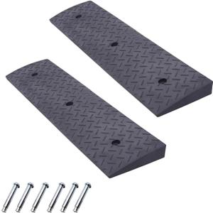 2 Pack 2'' Rise Rubber Curb Ramp Heavy Duty Loading Rubber Curb Ramps 3 Tons Driveway Ramp Car Slope Ramp for Loading Dock Bike Vehicle Warehouse Sidewalk Wheelchair (2" H)