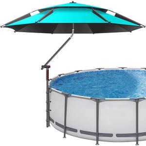 Pool Shade, Adjustable Above Ground Pool Shade Umbrella with Carry Bag, Outdoor Pool Sunshade for Swimming Pools, Multi-functional Patio Umbrella for Garden/Pool Deck/Backyard, Pool Accessories