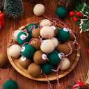 SmoothNovelty 36 Pcs Christmas Felt Ball Ornaments Mini Wool Felt Balls 1.57 Inch Christmas Tree Hanging Decorations Brown Green Beige Pompom Decoration DIY