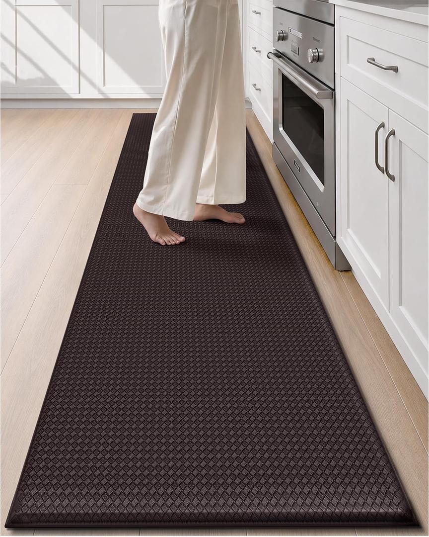 Color&Geometry Wide Kitchen Floor Mat 24x108 Anti Fatigue Easy Clean, Brown, 108"L x 24"W x 0.4"Th