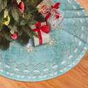 48" Christmas Tree Skirt, Elegant Aqua Pearl Christmas Angel Pattern Large Xmas Tree Mat for Holiday Party Ornament Rustic Farmhouse Decorations