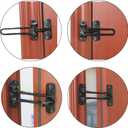 2 x Door Reinforcement Lock Latch Swing Bar Lock for Home Security Front Door Locks for Kids Thicken Solid Aluminium Alloy (Black)