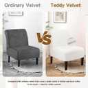 Teddy Wool Armless Accent Chair Cover Heavy-duty Soft Plush Armless Chair Slipcover Accent Chairs Covers without Arms Warm Fuzzy Slipper Chairs Slipcover for Living Room/Bedroom/Hotel Decor (White, 1)