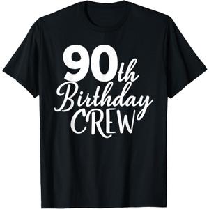 90th Birthday Crew 90 Years Old Group Matching Party T-Shirt, 3pack, Size S