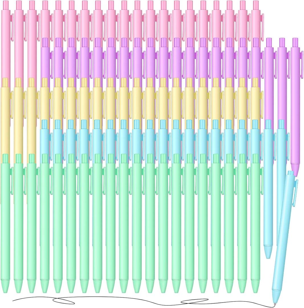 Thenshop 50 Pcs Retractable Black Gel Ink Pens 0.5mm Fine Point Writing Pens Pastel Office Supplies for Writing Journaling Taking Notes School Office