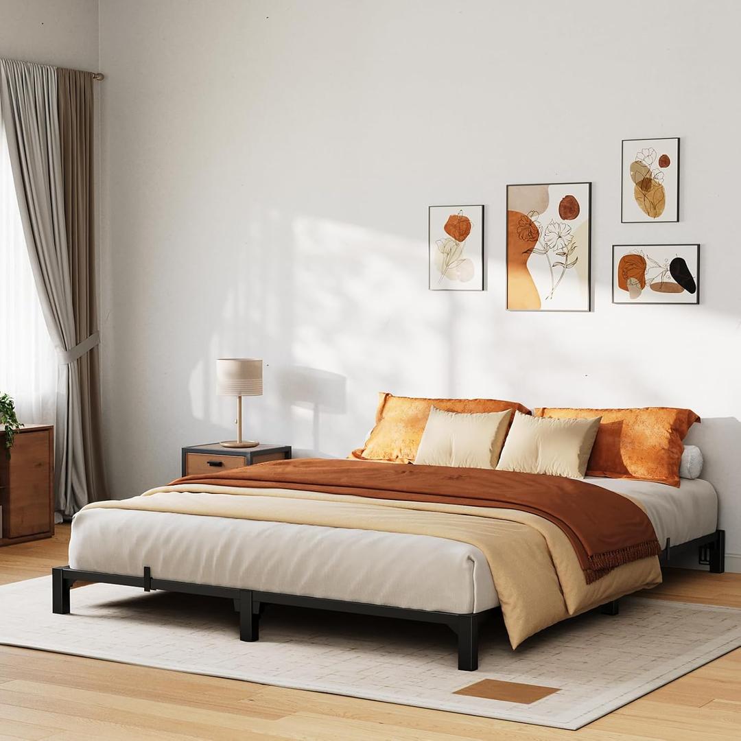 GarveeHome 6 in Queen Bed Frame, Heavy Duty Metal Platform Bed Frame with Durable Iron Slat Support and Legs, No Box Spring Required, No Screws Needed, Support Up to 800 LBS