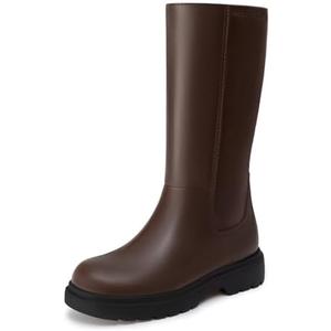 Athlefit Girls Knee High Boots Kids Fashion Low Heel Side Zipper Tall Riding Boots for Toddler Little Kid Big Kid, 12