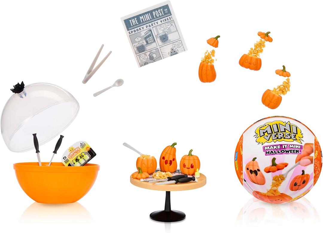 MGA's Miniverse Make It Mini Halloween, Beetlejuice, Mini Collectibles, Mystery Blind Packaging, Spooky, Halloween, Seasonal, DIY, Crafts, Resin Play, Replica Food, NOT Edible, Collectors, 8+