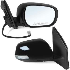 Right Passenger Side Mirror Assembly Fits 2009 2010 2011 2012 Toyota Rav4 with Power Glass Heated Turn Signal Manual Folding Match to Black Replace TO1321266(7 Pins)