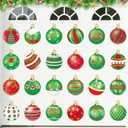 Garage Door Christmas Decorations, 24PCS Large Merry Xmas Balls Magnets for Outdoor, Magnetic Holiday Decor for Garage, Car, Refrigerator, Mailbox (Green Red Balls)