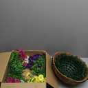 HyeFlora Artificial Hanging Flowers Faux Plants Basket for Outdoors Spring Decor, Fake Silk Morning Glory with Eucalyptus in Planter UV Resistant Outdoor Flowers for Outside Porch Patio Garden Home