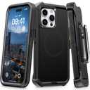 for iPhone 13 Pro & 14 Pro Case with Belt Clip Holster, Anti-Shock, Anti-Slip, Compatible with MagSafe, 3-Layer Drop Protection, Heavy Duty Magnetic Phone Case Cover 14 Pro, 6.1", Black