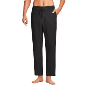 ISEEGZ Men's Linen Pants Casual Trousers 30" Black (Black, M)