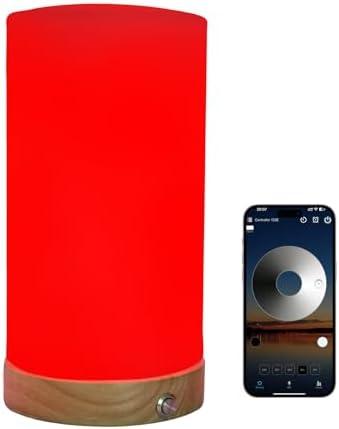 SHINGJIAO Revive - Red Light Lamp: Red Light for Sleep 660nm Melatonin Promoting Natural Sleep Aid, Bedroom & Nursery Nightlight (Milk Shade and Wood Base)