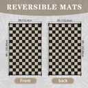 Black Beige Checkerboard Outdoor Rug 5 x 8 ft Checkered Plastic Straw Camping Mat Foldable Reversible Patio Carpet for Rv Deck Camper Porch Backyard Picnic Beach Outdoor Garden