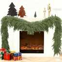 6FT Faux Cedar Garland, Real Touch Christmas Cypress Garland, Realistic Pine Cypress Bendable Branches for Mantel Decor Fireplace Staircase Table Centerpiece Indoor Outdoor Holiday Winter Decor