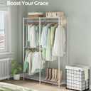 SONGMICS Clothes Rack, Freestanding Wardrobe Closet, Metal Clothing Racks, Heavy-Duty Garment Rack with Adjustable Shelves, Hanging Rods, Dividable, 15.8 x 47.2 x 70.9 Inches, Cloud White ULGR423W01
