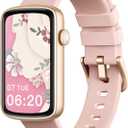 Fitness Watches for Women, LYNN2 Fitness Tracker with Heart Rate Monitor Blood Oxygen/Sleep Tracker Pedometer, Slim Step Tracker Watch for iOS/Android Phones Waterproof (Pink)