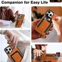 3-in-1 Detachable Wallet Case for iPhone 16 Case, fits for MagSafe,Adjustable Kickstand Card Holder,Strong Magnetic Leather Case with Screen Protector (Caramel, IP16-6.1inch)