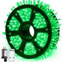 JMEXSUSS 600 LED Green St Patricks Day String Lights, 168Ft Clear Wire Christmas Lights for Indoor Outdoor Tree Yard Party Decor, Plug-in, 8 Mode with Remote