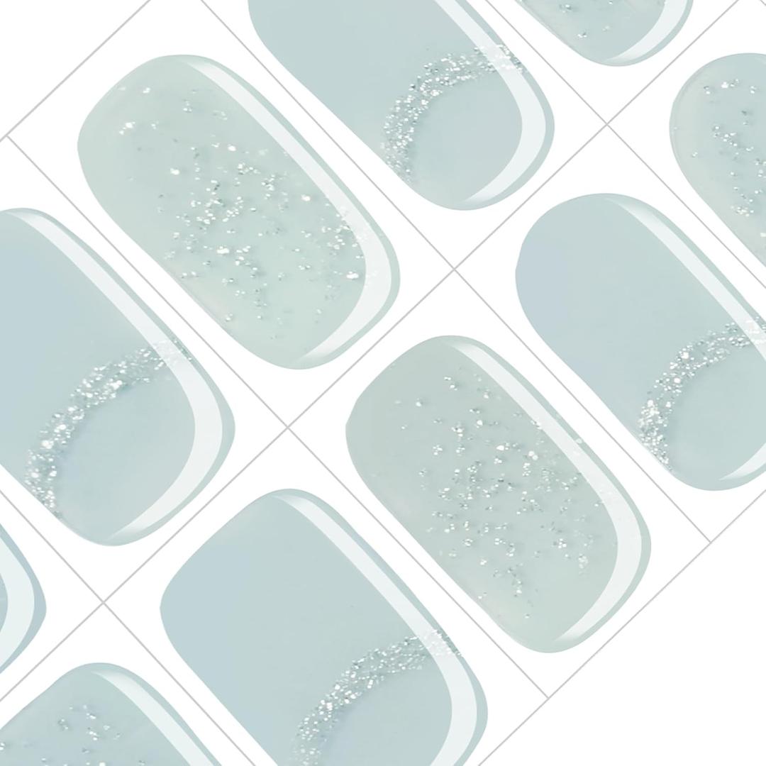 GelMala Semi Cured Gel Nail Strips Blue, Long-Lasting, Easy to Apply&Remove Nail Stickers Semi Cured,Easy for begginners (Aqua de Vida)