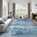 Washable Rug 8x10 Area Rugs for Living Room: Large Neutral Soft Rug Abstract Non Slip Low Pile Modern Carpet for Bedroom Kitchen Nursery Office Dining Room Indoor (Darkblue, 8'x10')