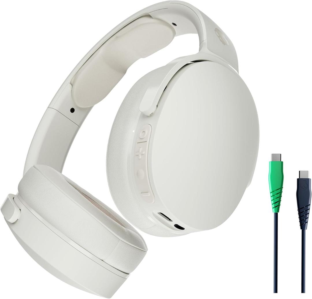 Skullcandy Hesh Evo Wireless Headphones with Charging Cable, 36 Hr Battery, Microphone, Works with iPhone Android and Bluetooth Devices - Bone