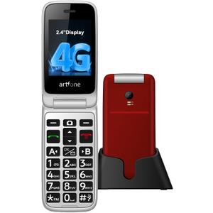 G3 Pro Red - 4G LTE Flip Phone for SeniorsUnlcoked Flip Phone with SOS ButtonLoud SpeakerCameraTalking ClockPhoto Speed Dial Hands-freeDumb PhoneCharging DockExtended Battery Life