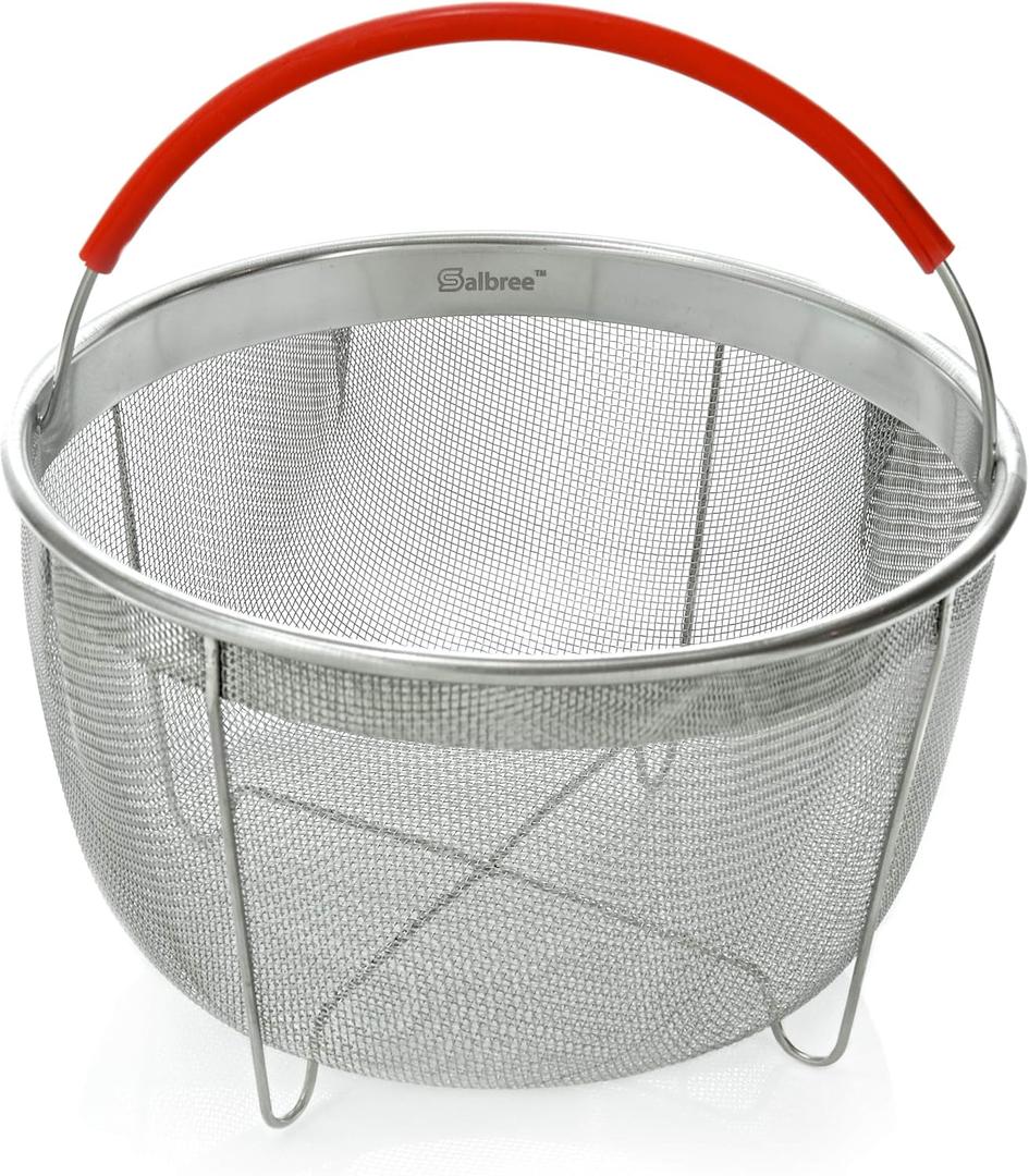 Original Salbree Steamer Basket for 3 qt quart Instant Pot Accessories, Stainless Steel Strainer and Insert fits IP Insta Pots, Instapot, Other Pressure Cookers, with Silicone Handle [6qt 8qt avail]