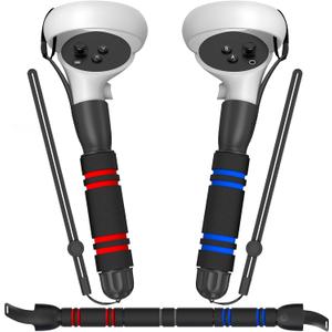 YOGES VR Game Handle Accessories Compatible with Oculus Quest 2 Controllers, Dual Handles Extension Grips Compatible with Meta Quest 2 Accessories for Beat Saber Supernatural Gorilla Tag Games (Black)
