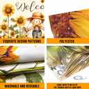 Welcome Fall Photography Backdrop Autumn Pumpkin Sunflower Scarecrow Background, Thanksgiving Party Supplies Farm Harvest Banner Photo 72 x 44 Inch