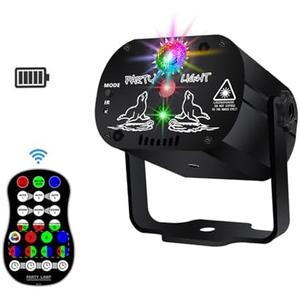 KisMee Disco Stage Lights DJ Lights for Parties Sound Activated for Xmas Bar Halloween Decorations Karaoke Pub KTV Dance Gift Birthday Wedding (Battery Power)