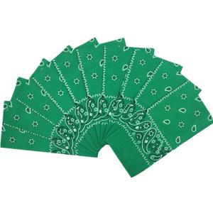 Vamqor 12pcs Bandana for women and men 100% Cotton Custom Fashion Paisley Design Multifunctional Outdoor Square Handkerchief (Green)