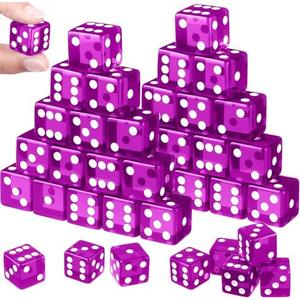 Seenelling 36 Pcs 19 mm Casino Style Craps Dice Sets Acrylic D6 Dice, Square W/Rounded Edge for Casino, Craps, Table Games and Board Games(Transparent Purple)