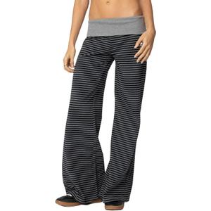 Amiblvowa Women Fold Over Yoga Pants Low Rise Wide Leg Sweatpants Color Block Flare Leggings Y2k Foldover Lounge Workout 2025 (XL)