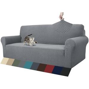 ZNSAYOTX 1 Piece Jacquard Couch Covers for 3 Cushion Couch Living Room High Stretch Sofa Cover Pets Dogs Friendly Anti Slip Thickened Slipcovers Furniture Protector Black