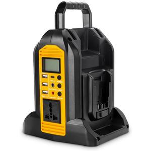 350W Power Inverter for DeWalt 20V/60V Battery, Pure Sine Wave Dual-Battery Portable Power Station with AC 110V Outlet, USB-C & LED Light, Off-Grid Generator for Camping, CPAP, Laptop & Home Blackout