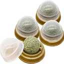 Oncpcare 4 Pcs Rotating Sticky Catnip Ball – Edible Lick-and-Chew Cat Toy Edible Lick & Chew Dental Care Snacks Made with Natural Catmint Suitable for All Cat Breeds