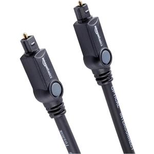 Amazon Basics Toslink Digital Optical Audio Fiber Optic Cable, Multi-Channel, for Sound Bar, Audio System, Home Theatre, Game Console, Blu-Ray Player, Gold-Plated Connectors, 6 Foot, Black