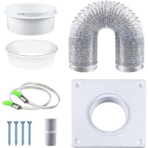 Dryer Vent Hose Kit 4 Inch - Flexible Fire-Resistant Aluminum Duct with Stainless Steel Clamps, Wall Connector & Silicone Seals for Tight Spaces, Indoor/Outdryer Venting, Dryers, Bathrooms, Workshops